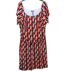 Bisou Bisou Michele Bohbot Geometric Print Dress, Size 20